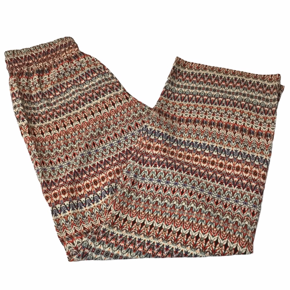 Red print palazzo pants NWT